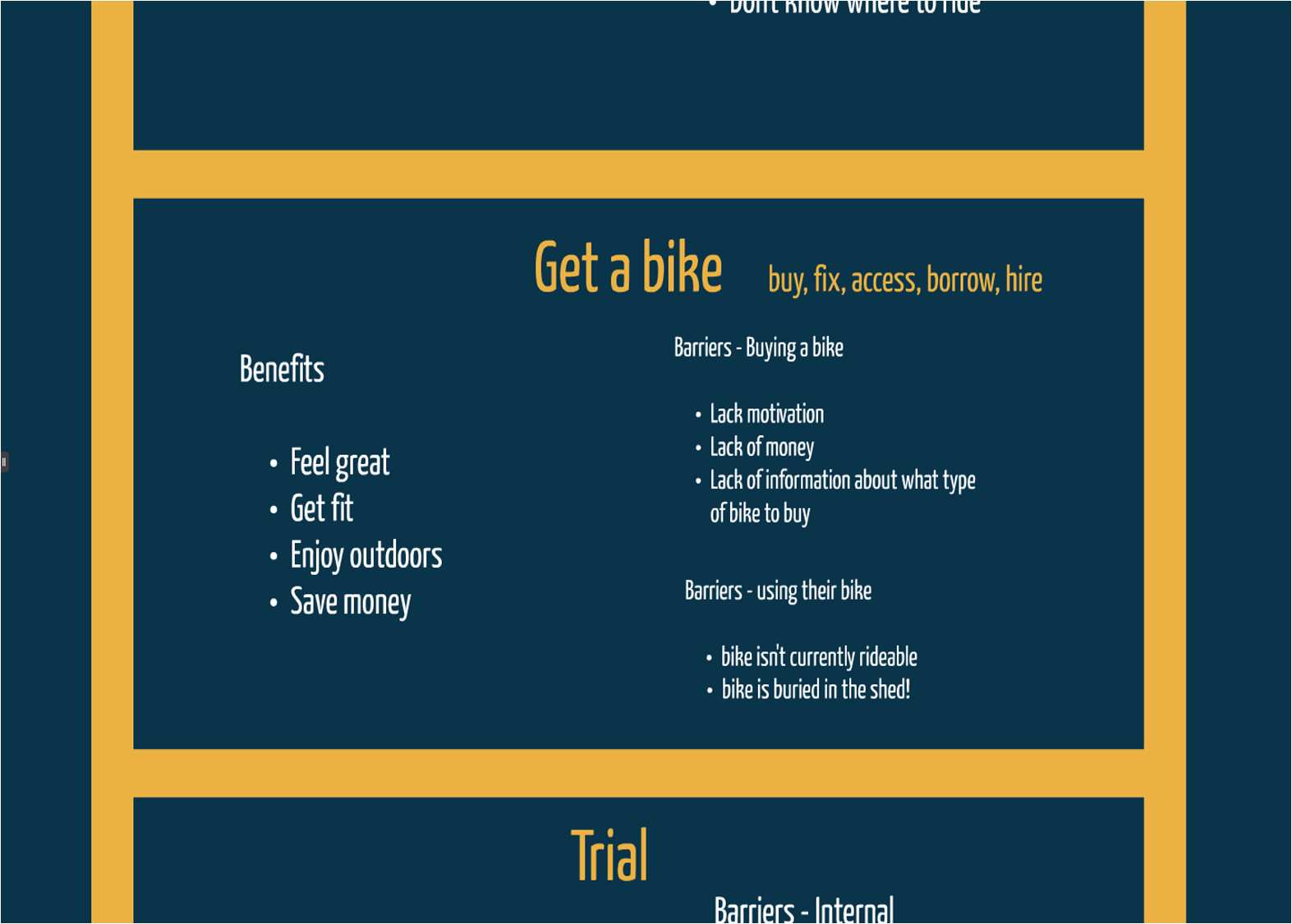 The barriers to cycling vary by stage of change (case study example)